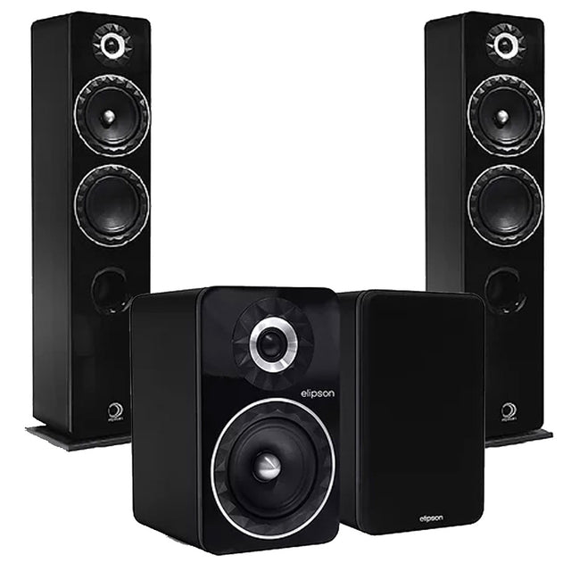 Elipson ELIPF14FBK Floor Standing Speakers (Pair) | ELIPF6BBK Bookshelf Speakers (Pair) - Black - Bundle