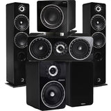 Elipson ELIPF14FBK Floor Standing Speakers (Pair) | ELIPF6BBK Bookshelf Speakers (Pair) | ELIPF11CBK Center Channel Speaker | ELIPFSUB8BK Subwoofer with Integrated Amp - Black - Bundle
