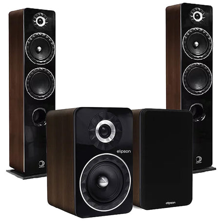 Elipson ELIPF14FWN Floor Standing Speakers | ELIPF6BWN Bookshelf Speakers - Walnut - Bundle