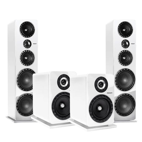 Elipson ELIPF34F Floor Standing Speakers (Pair) | ELIPF8BWT Bookshelf Speakers (Pair) - White - Bundle
