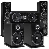 Elipson ELIPF34F Floor Standing Speakers (Pair) | ELIPF8B Bookshelf Speakers (Pair) | ELIPF14CBK Center Channel Speaker - Black - Bundle