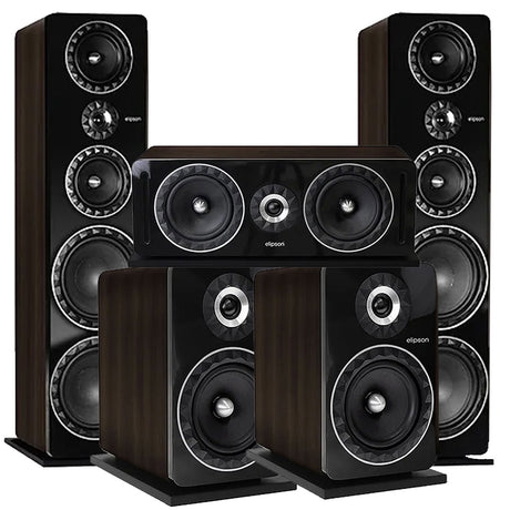 Elipson ELIPF34F Floor Standing Speakers (Pair) | ELIPF8B Bookshelf Speakers (Pair) | ELIPF14CWN Center Channel Speaker - Walnut - Bundle