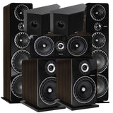 Elipson ELIPF34F Floor Standing Speakers (Pair) | ELIPF8B Bookshelf Speakers (Pair) | ELIPF14CWN Center Channel Speaker | ELIPF7SRBK Bass-Reflex Surround Speakers - Walnut - Bundle
