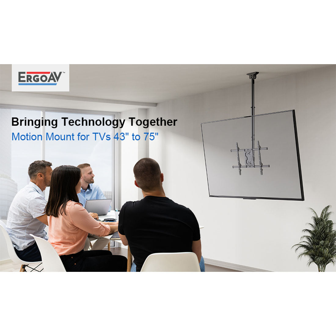 ErgoAV ERMCL1-01B Ceiling Mount for TVs 43″ to 75″