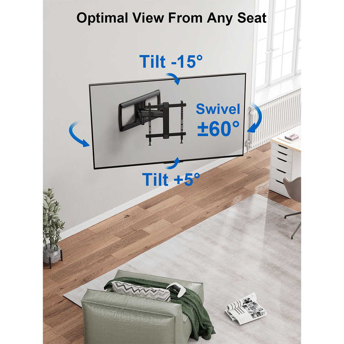 ErgoAV ERMMM6-01B Motion Mount with Dual Arms for TVs 39″ to 65″