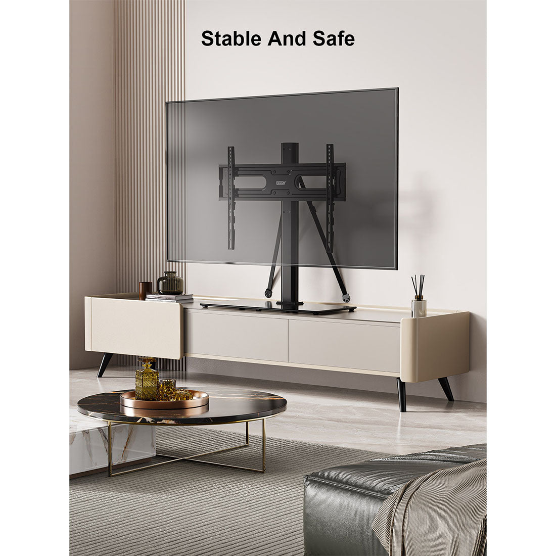 ErgoAV ERTSL2-01B Tabletop TV Stand with Swivel for 40″ to 75″ TVs