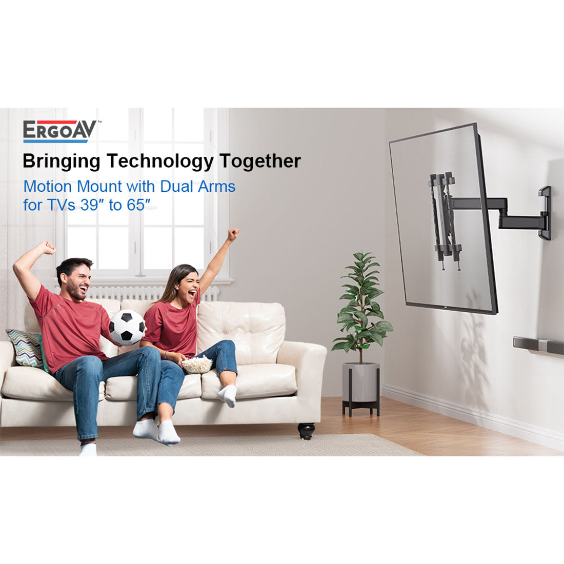 Ergo AV ERMMM7-01B Motion Mount for TVs 39″ to 65″