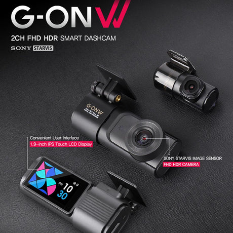 GNET G-ONW 2-Channel 1080p Front & Rear Dash Cam with HDR & 1.9" LCD Screen