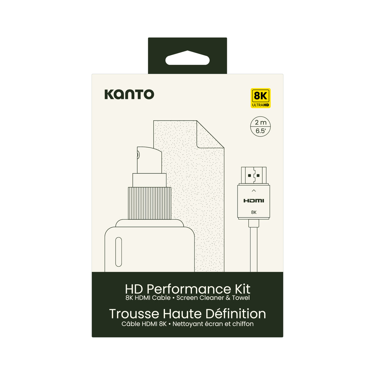 Kanto HT6-KIT Screen Cleaning Kit with 6.5' HDMI 2.1 Cable