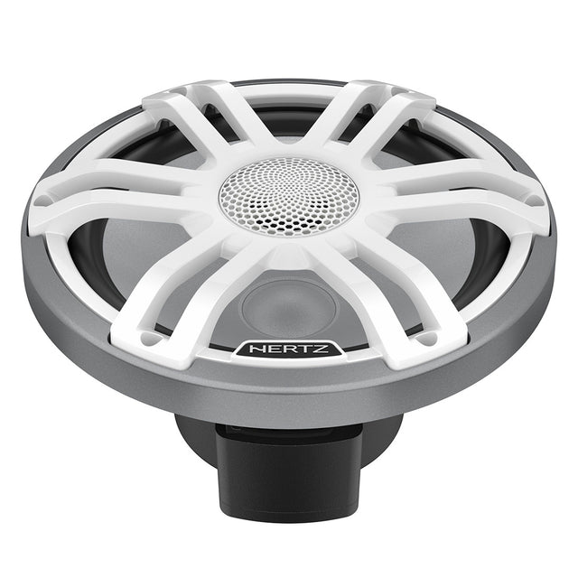 Hertz HMX8.8S-LD-SW.2 8.8" Marine Speakers with RBG LED Lights and White Grilles - Silver - Pair