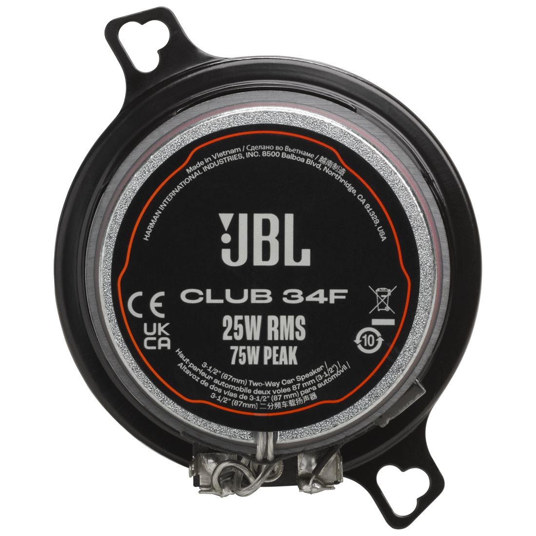 JBL Club 34F 3.5" 2-Way Car Speakers with Plus One Woofer Cones - Black - Pair