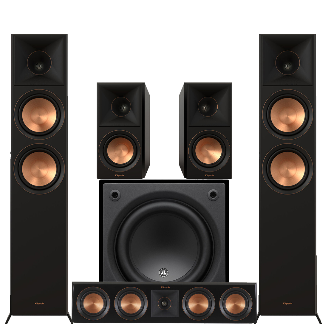 Klipsch RP-6000FBII Reference Premier MK-II 5.0 Speaker Bundle #3 | JL Home Audio D110-GLOSS Dominion 10" Powered Subwoofer- #96281 - Bundle