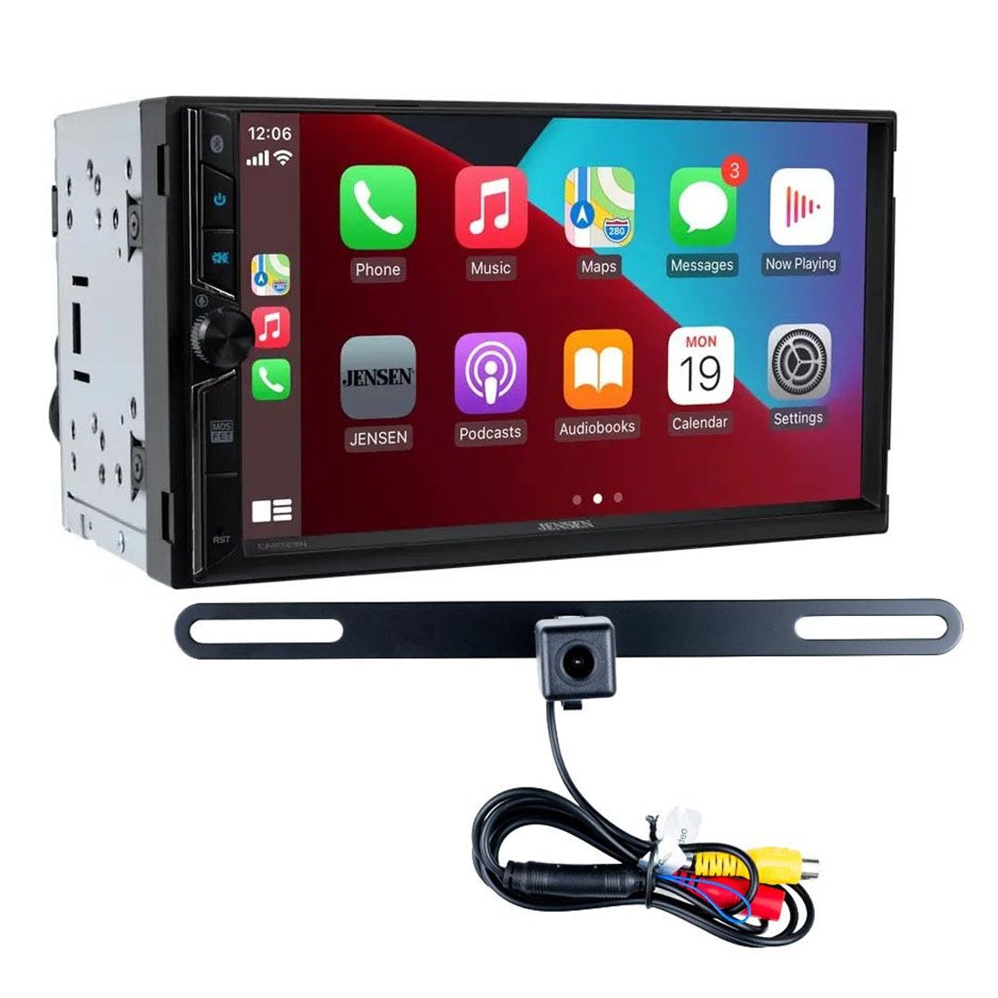 Jensen CAR723W-CAM 7" Double-DIN Digital Multimedia Receiver with License Plate Backup Camera