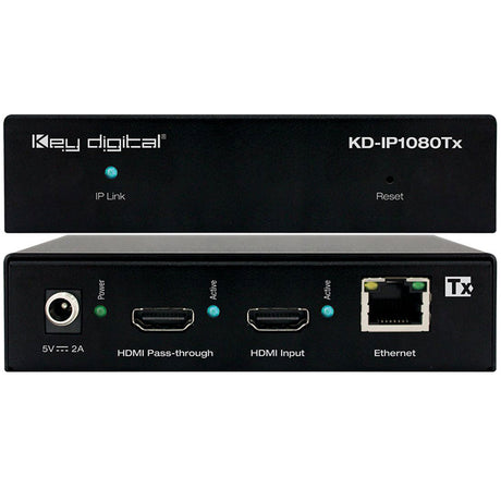 Key Digital KDIP1080TX HDMI over IP with POE (Tx) Transmitter with Redundant Power Connection, HDMI Pass-through