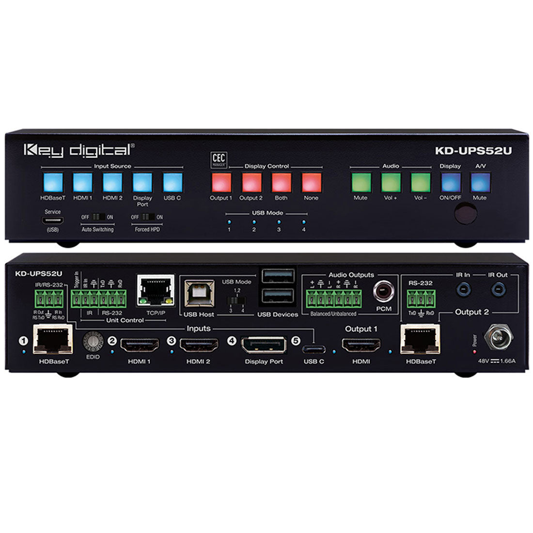 Key Digital KDUPS52USB 5 Inputs 4K/18G USB/Multi-Format Universal Swit