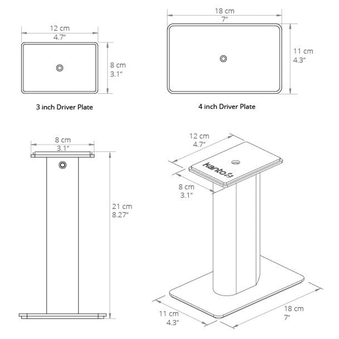 Kanto SP9 9" SP Desktop Speaker Stands - Black