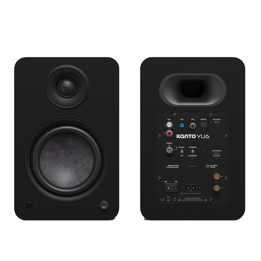 Kanto YU6 2nd Generation 200W Powered Bookshelf Speakers with USB-C - Pair