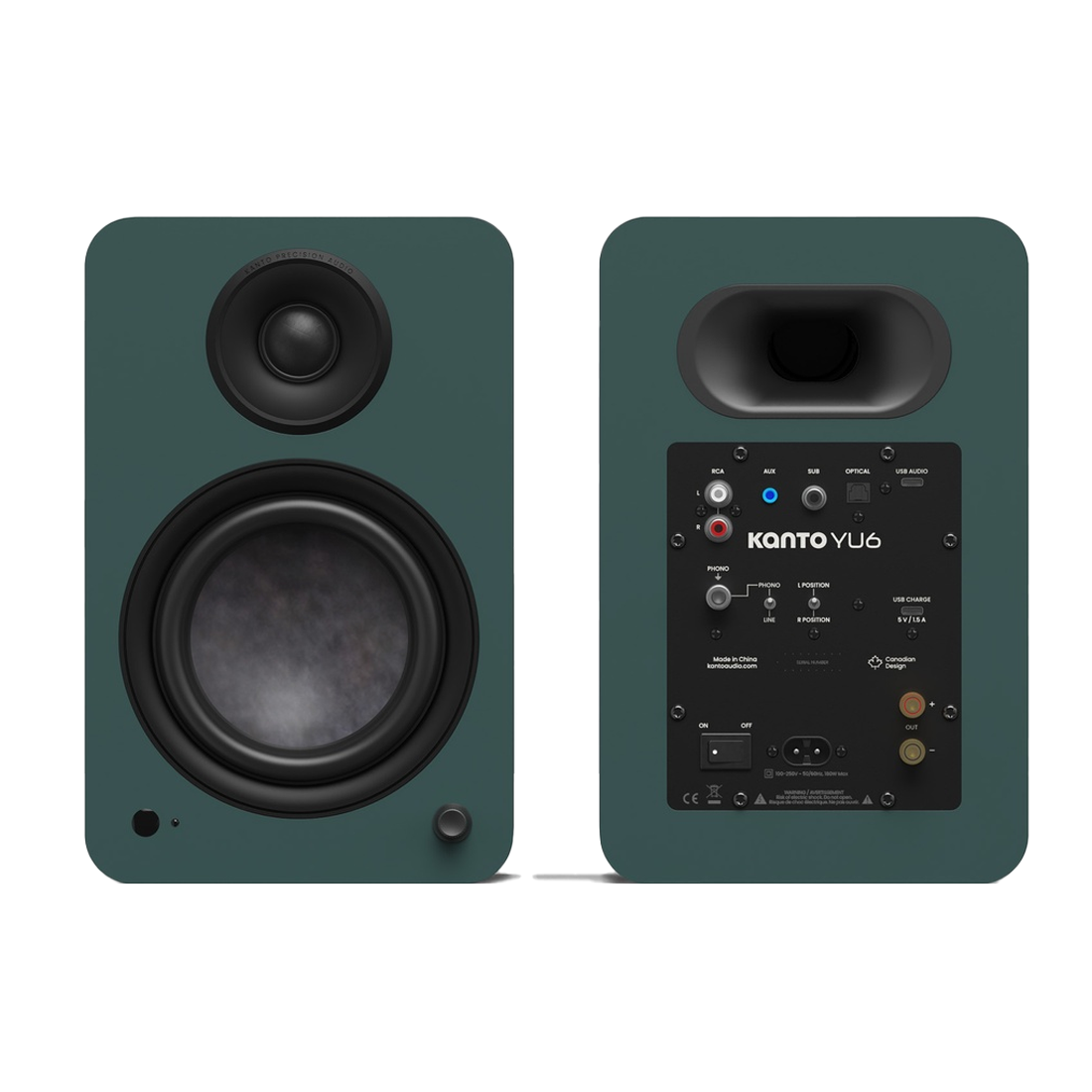 Kanto YU6 2nd Generation 200W Powered Bookshelf Speakers with USB-C - Pair