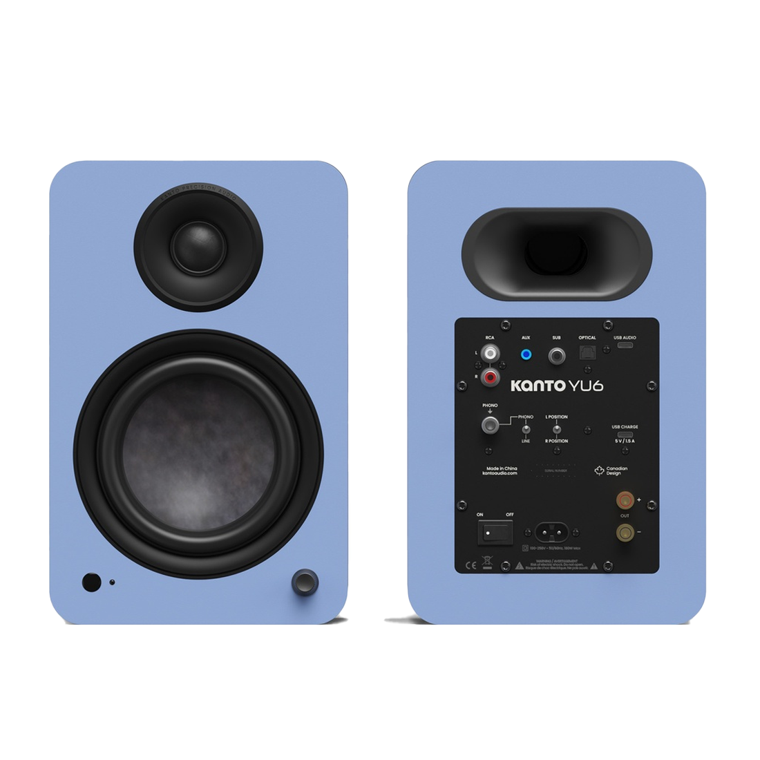 Kanto YU6 2nd Generation 200W Powered Bookshelf Speakers with USB-C - Pair