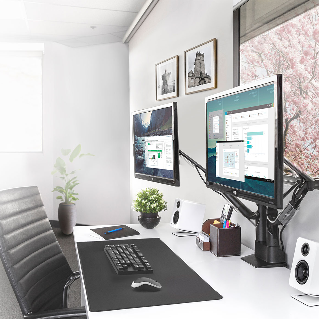 Kanto DMS2000 Dual Arm Desktop Monitor Mount with Gas Shock System