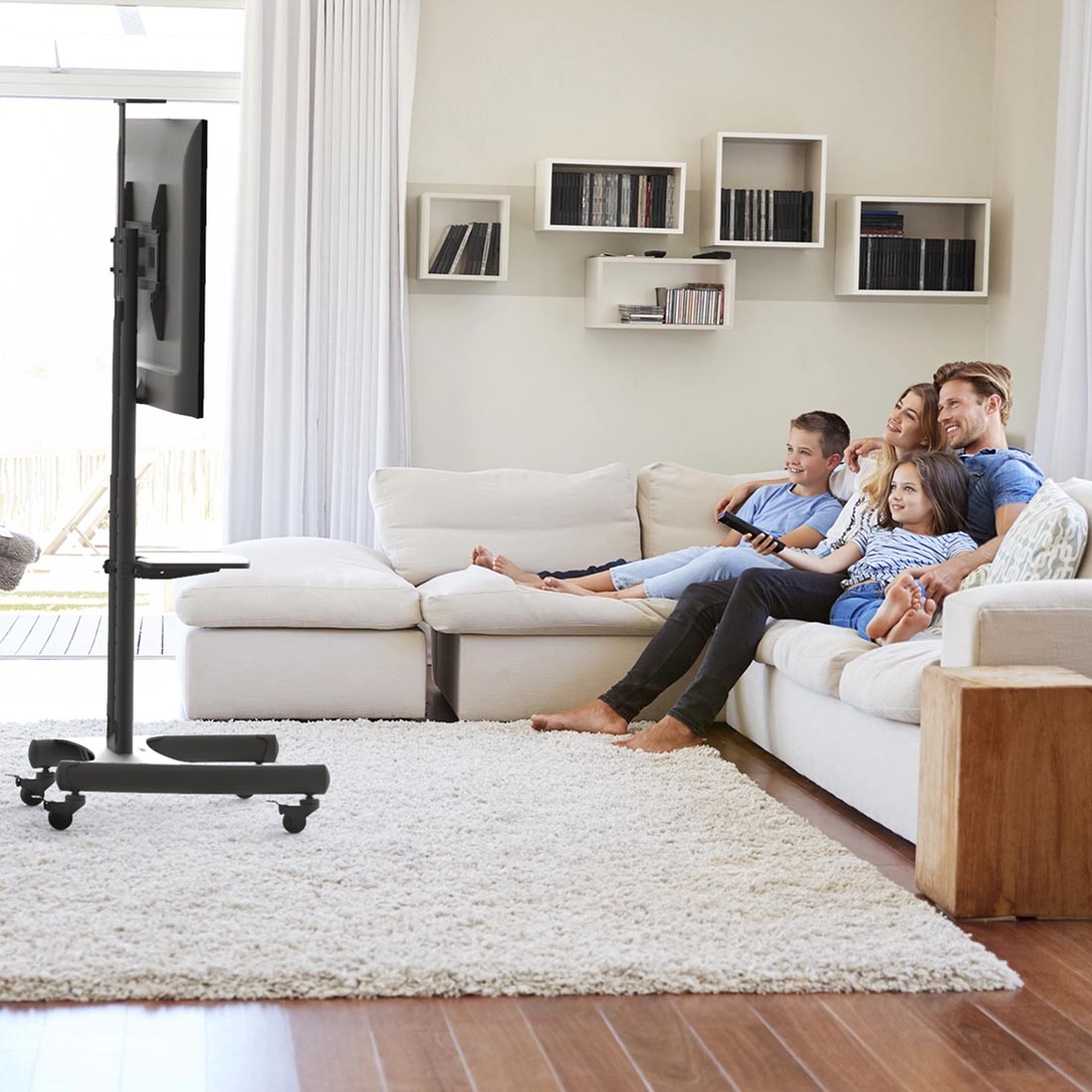 Kanto MTM65PL Rolling TV Cart with Height Adjustment for 37" - 65" TVs