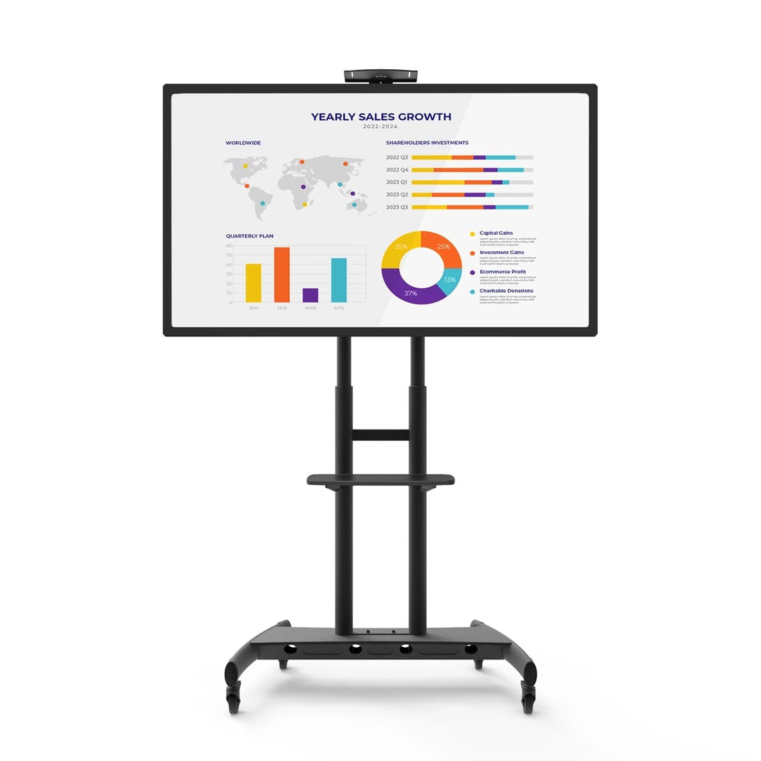 Kanto MTM86PL Rolling TV Cart with Height Adjustment for 55" - 86" TVs