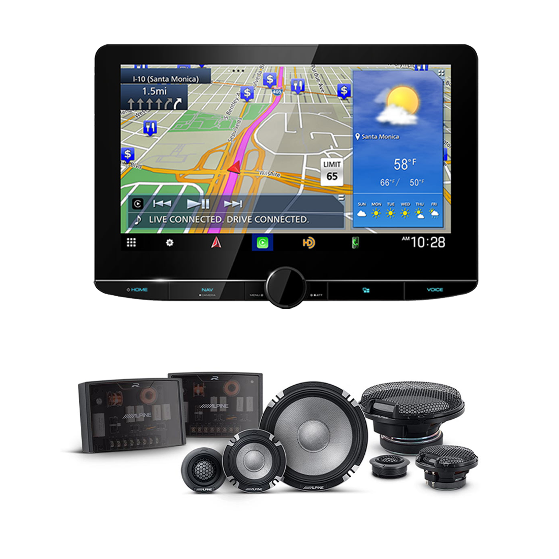 Kenwood eXcelon Reference DNR1007XR 10.1" Navigation Multimedia Receiver | Alpine R2-S653 6.5" High-Resolution Pro 3-Way Speaker System - Bundle