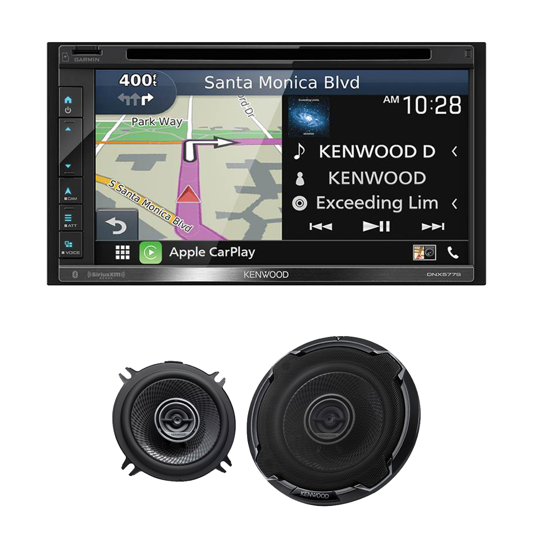 Kenwood DNX577S 6.8" DVD/CD Navigation Receiver | KFC-1396PS 5.25" 2-Way Car Speakers - Bundle