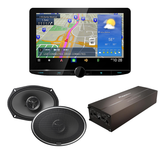 Kenwood eXcelon Reference DNR1007XR 10.1" Multimedia Receiver | KFC-X694 Series 6x9" 2-Way Car Speakers | Pioneer GM-DX104 4-Channel Class D Mini Amplifier - Bundle