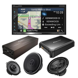 Kenwood DNX577S 6.8" DVD/CD Receiver | KFC-X134 5.25" 2-Way Speakers | Pioneer TS-A250D4 10" 4 Ohm DVC Subwoofer | GM-DX104 4-Channel Class D Amplifier | GM-DX971 Class D Mono Subwoofer Amplifier - Bundle