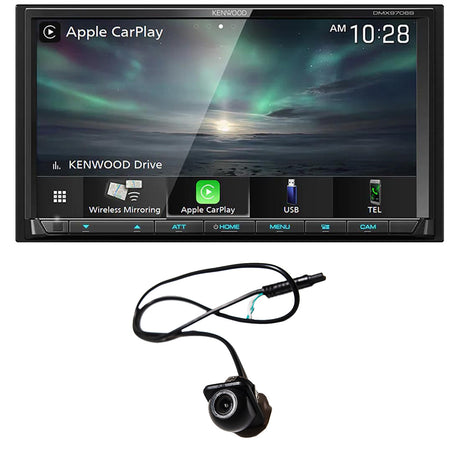 Kenwood DMX9708S Digital Multimedia Receiver with Bluetooth | EchoMaster RVC 5721 Push In Rear/Front View Backup Camera - Bundle