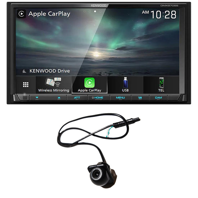 Kenwood DMX9708S Digital Multimedia Receiver with Bluetooth | EchoMaster RVC 5721 Push In Rear/Front View Backup Camera - Bundle