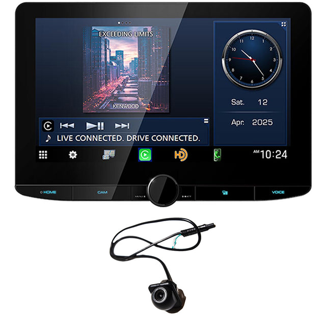 Kenwood DMX1038S 10.1" Digital Multimedia Receiver | EchoMaster RVC 5721 Push In Rear/Front View Backup Camera - Bundle