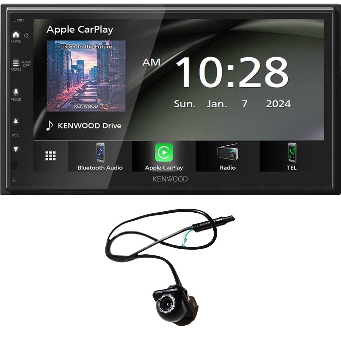 Kenwood DMX4710S 6.8" Digital Multimedia Receiver | EchoMaster RVC 5721 Push In Rear/Front View Backup Camera - Bundle