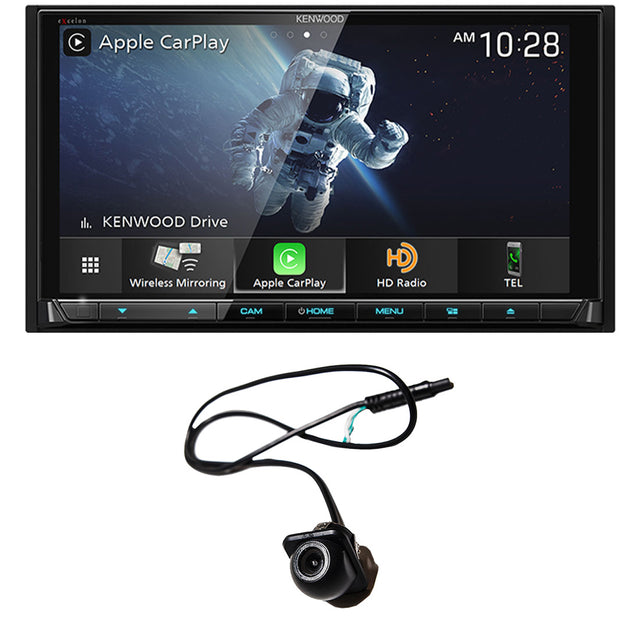 Kenwood eXcelon DDX9907XR 6.8" DVD Receiver with Bluetooth & HD Radio | EchoMaster RVC 5721 Push In Rear/Front View Backup Camera - Bundle