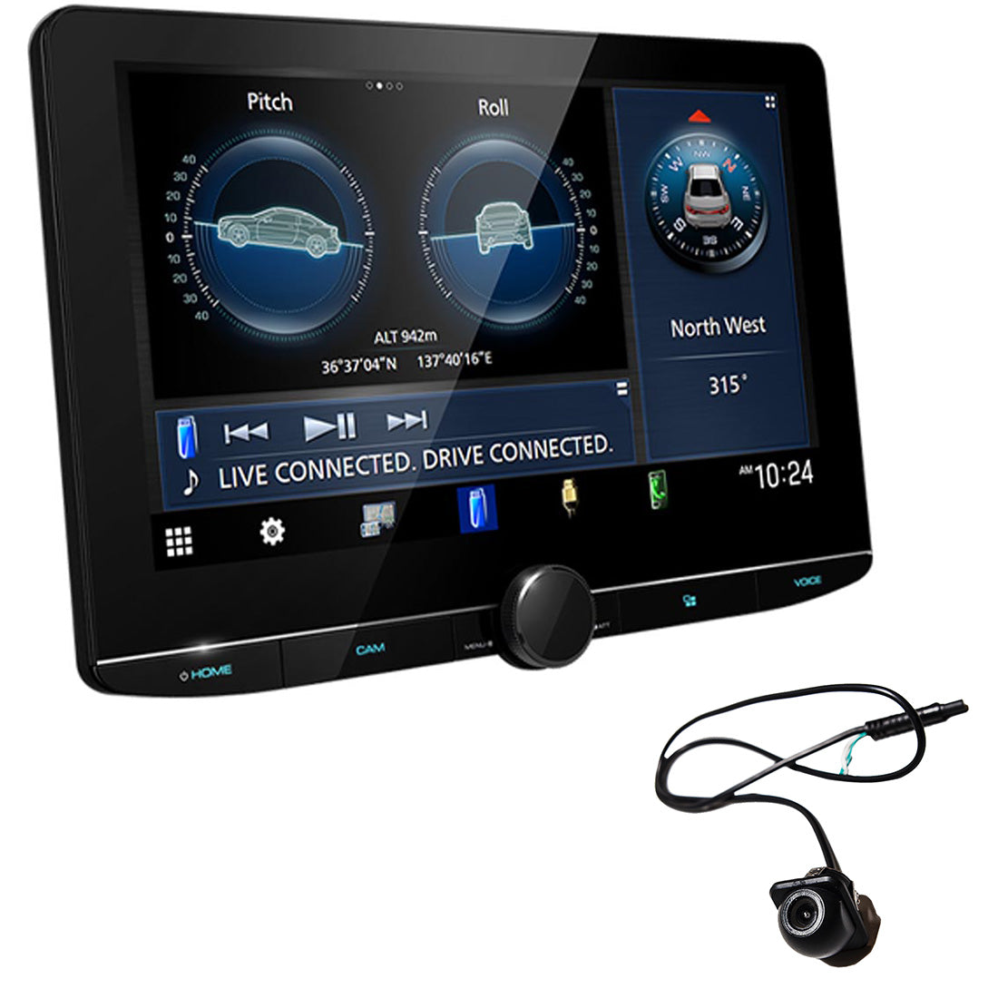 Kenwood eXcelon DMX1058XR 10.1" Digital Multimedia Receiver | EchoMaster RVC 5721 Push In Rear/Front View Backup Camera - Bundle