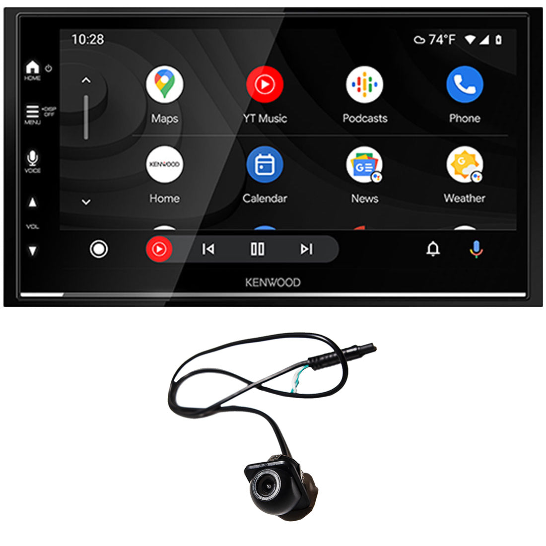 Kenwood DMX7709S 6.8" Digital Multimedia Receiver with Bluetooth | EchoMaster RVC 5721 Push In Rear/Front View Backup Camera - Bundle