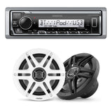 Kenwood KMR-M332BT Marine Digital Media Receiver | Clarion CMS-651 6.5" Marine Speakers - Bundle