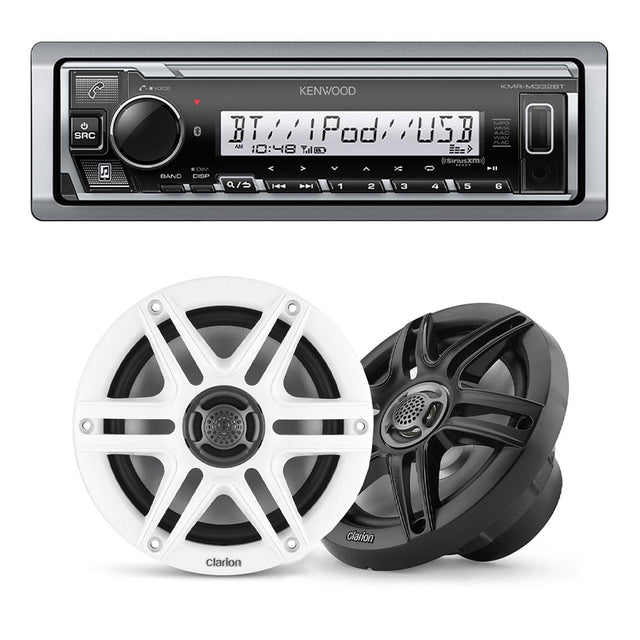 Kenwood KMR-M332BT Marine Digital Media Receiver | Clarion CMS-651 6.5" Marine Speakers - Bundle