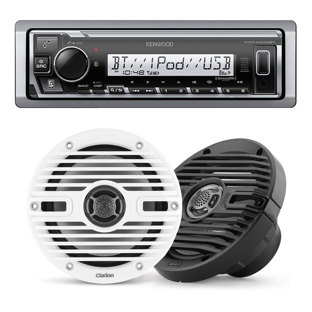 Kenwood KMR-M332BT Marine Digital Media Receiver | Clarion CMS-651 Marine Speakers - Bundle
