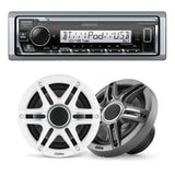 Kenwood KMR-M332BT Marine Digital Media Receiver | Clarion CMSP-651-SWG 6.5" Marine Speakers - Bundle