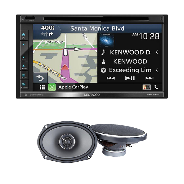 Kenwood DNX577S 6.8" DVD/CD Navigation Receiver | Kenwood eXcelon KFC-X694 Series 6x9" 2-Way Car Speakers - Bundle