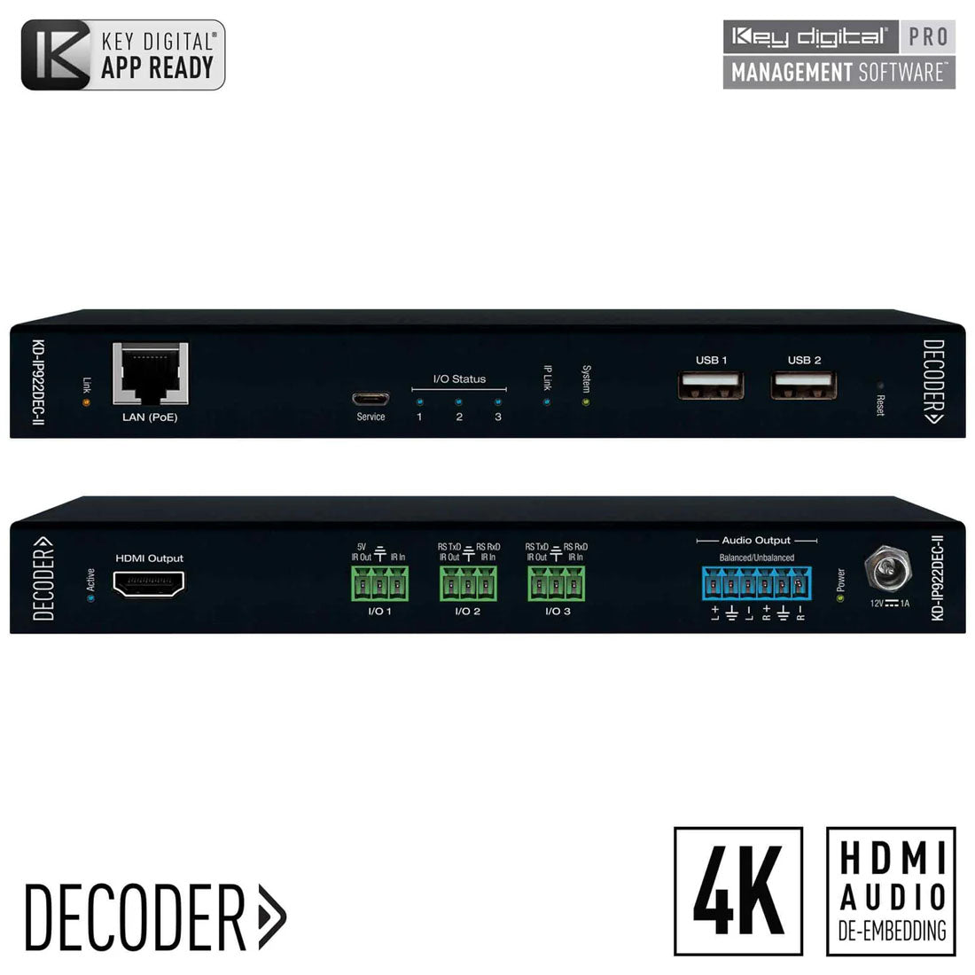 Key Digital KDIP922DECII 4K AV Over IP System Decoder