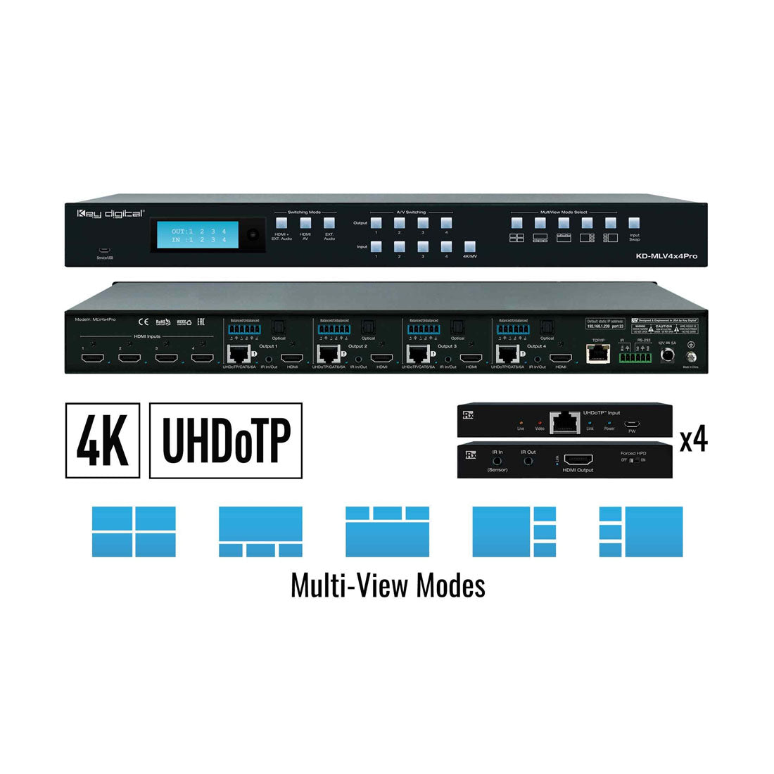 Key Digital KDMLV4x4Pro Multi-View Tiling Processor - Gibbys Electronic Supermar