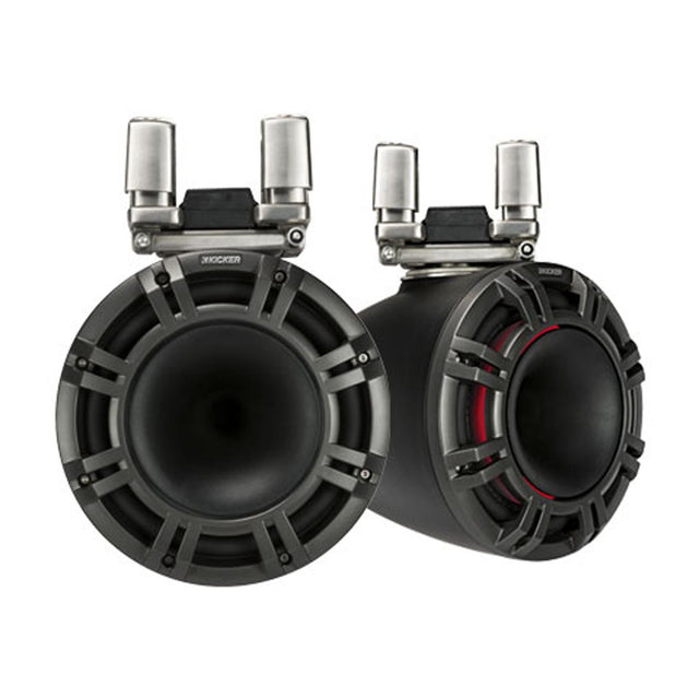 Kicker 44KMTC94 9" Wakeboard Tower Speakers with LED Grilles and Tube-Clamp Mounting