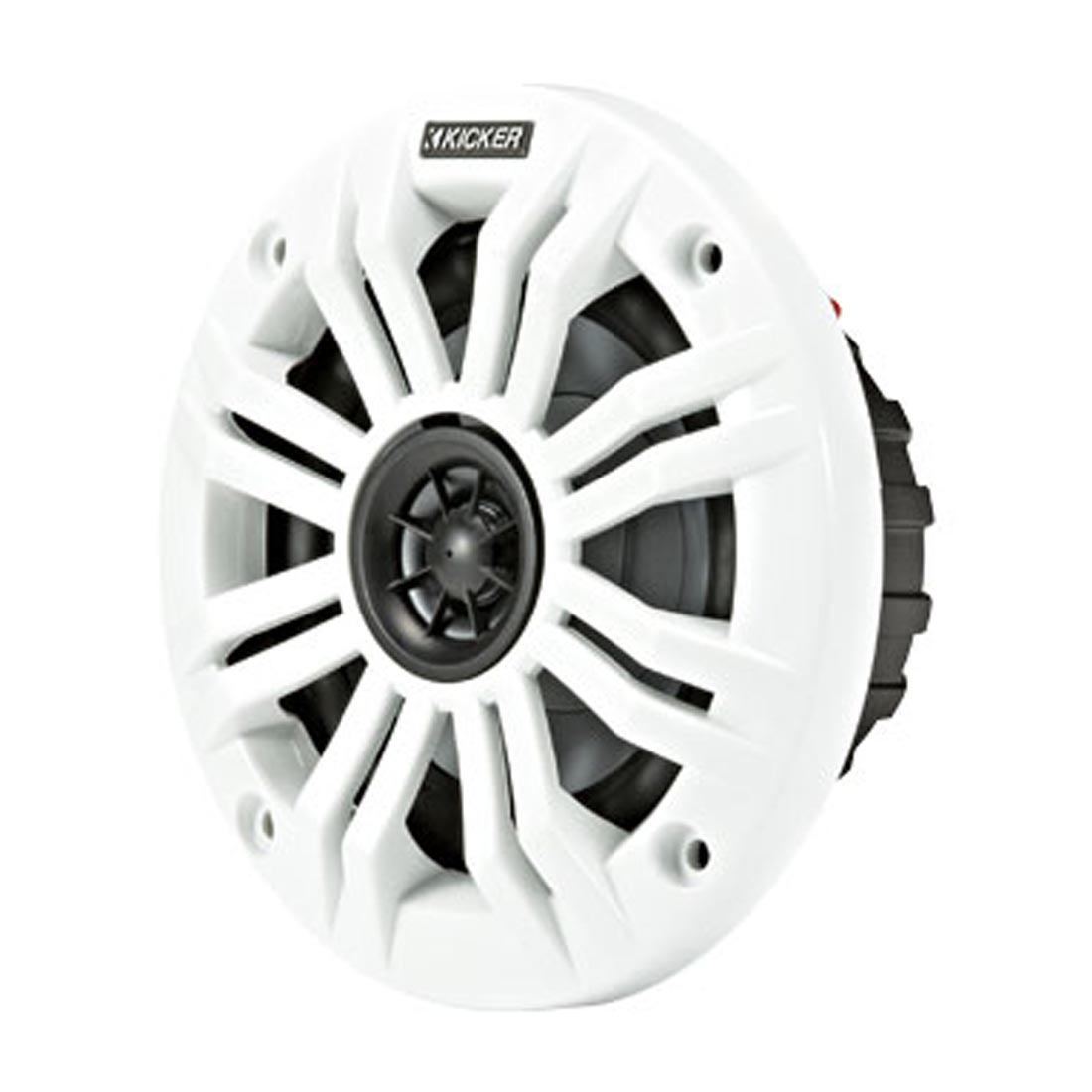 Kicker 45KM42 4″ 2-Way 2-Ohm Marine Coaxial Speakers with Charcoal and White Grilles