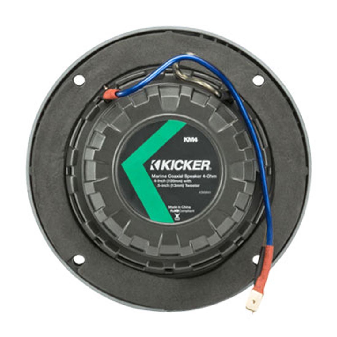 Kicker 45KM44 4″ 2-Way 4-Ohm Marine Coaxial Speakers with Charcoal and White Grilles