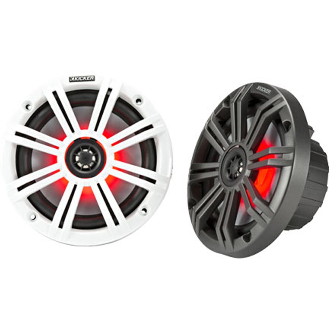 Kicker 45KM654L 6.5" 2-Way 4-Ohm Marine Coaxial Speakers with LED Lighting