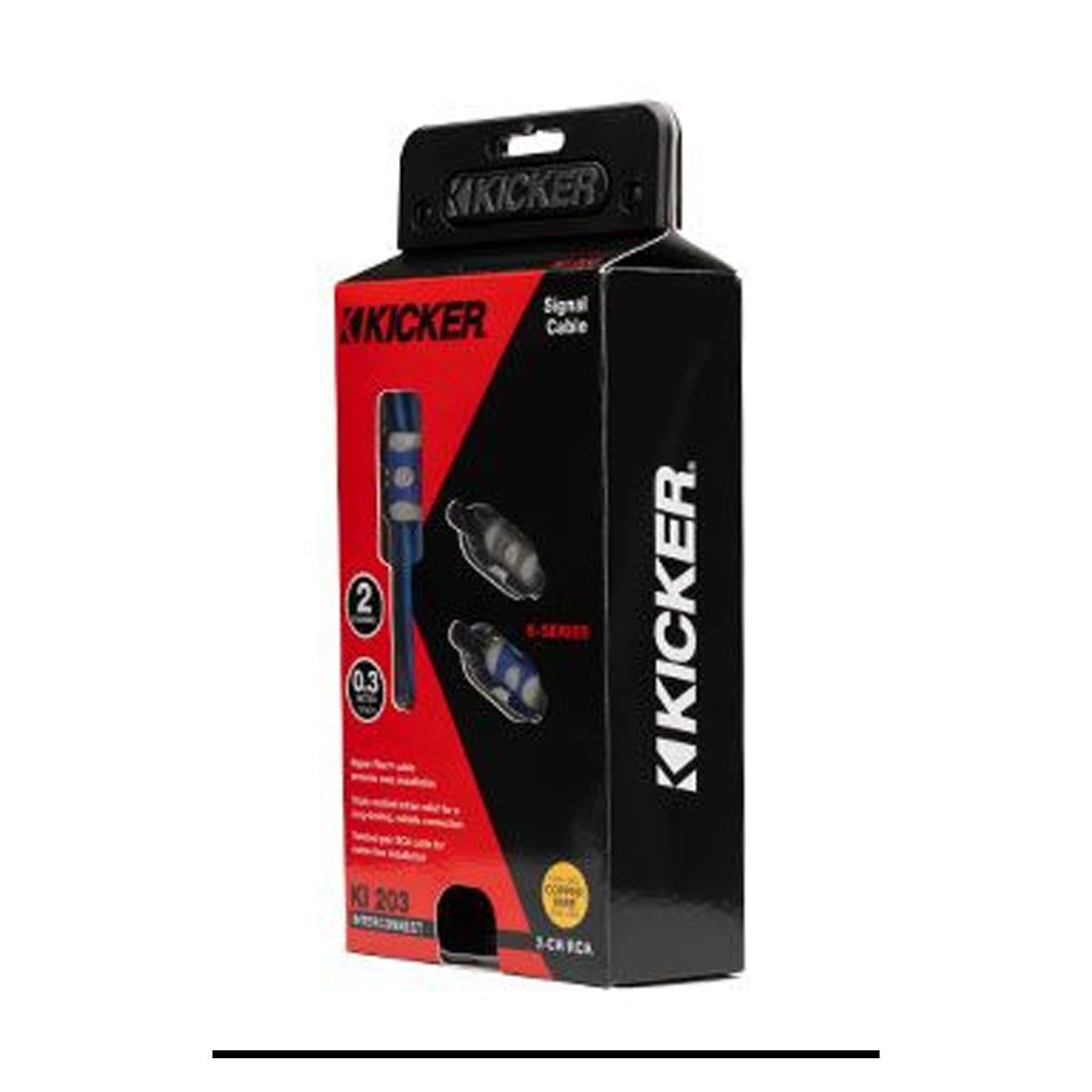 Kicker 46KI203 K-Series Interconnect 2-Channel RCA Cable - 0.3 Meters
