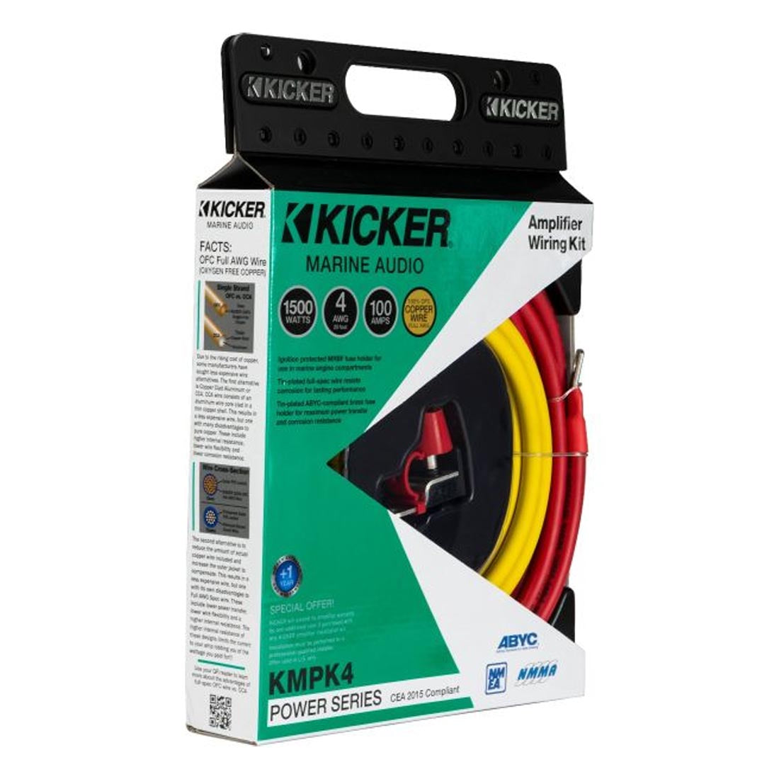 Kicker 47KMPK4 Marine-Grade 4-Gauge Amplifier Wiring Kit